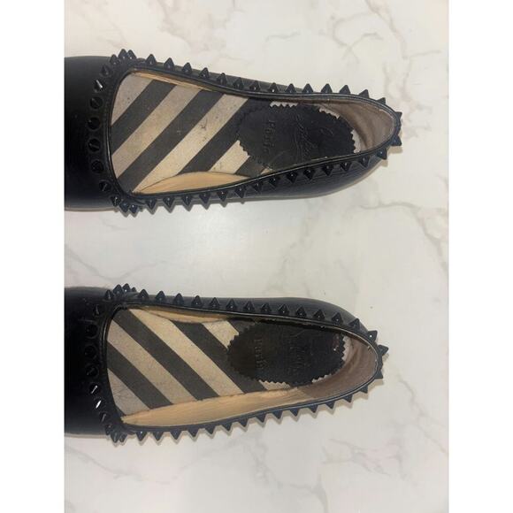 Christian Louboutin Studded Espadrilles in Black Leather - Picture 4 of 5